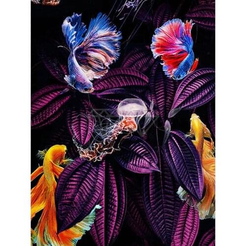 Flower Animals Printed Water-Soluble Canvas 11CT Cross Stitch Embroidery Full Kit DMC Threads Handicraft Painting Stamped