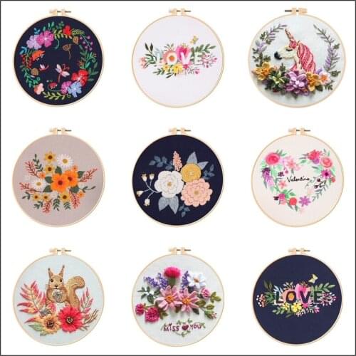 Flowers Embroidery Kit for Beginners Full Range Embroidery Starter Kit Love Gift Cross Stitch Kit Craft Kits English Description