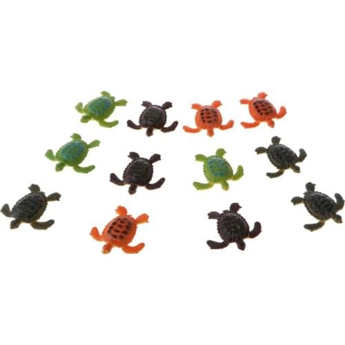 Pack Of 12 Plastic Turtles Figures - Assorted Color - For Kids Bath Toys Science and Nature Educational Toys