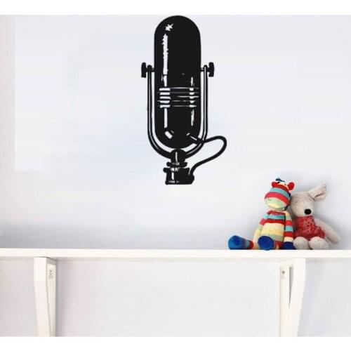 Music Microphone Wall Sticker Home Decor Removable Wall Decals Art Murals Children Kids Room Decoration Nursery Wallpaper