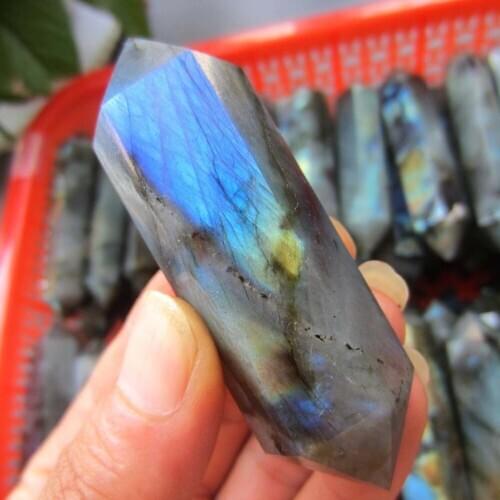 Natural good quality double points labradorite crystal wands labradorite stone