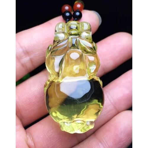 Natural Yellow Citrine Quartz 48x28x22mm Crystal Pendant Gemstone Women Pi Xiu Wealthy Stone Fashion Necklace AAAAA