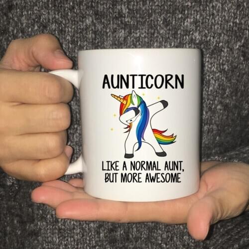 2020 New Auntiicorn Mug 110z Unicorn Funny Mug AUNT Gift Ceramic Mug Christmas Gift Tea Milk Cup Mugs