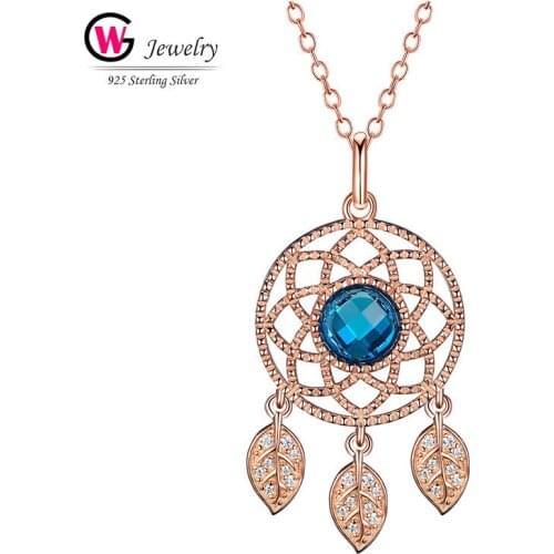 925 Silver Necklace Ethnic Jewelry Romantic Pendant Lady Engagement Necklace Accessories Rose Gold