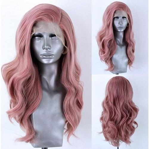 Ombre Pink Lace Front Wig Long Straight /Deep wave 13x4 Lace Frontal Wig Middle Part Synthetic Hair Wigs for Women
