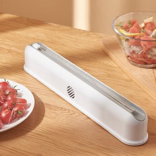 Cling Film Cutter Suction Cup Wall Hanging Cling Film Cutting Box Kitchen Divider Adjustable Storage Cutter