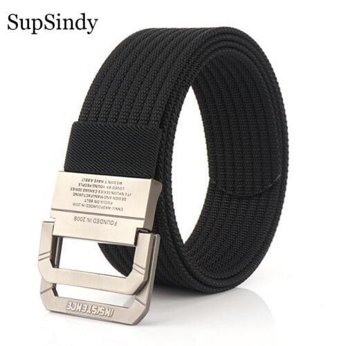 SupSindy Men&Women Canvas belt Double Ring buckle Jeans belts Army military nylon tactical belts for Men high quality Male strap