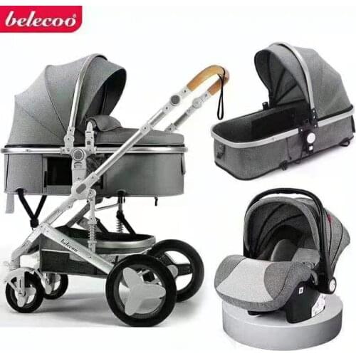 Luxurious Baby Stroller 3 in 1 Portable Travel Carriage Folding Prams Aluminum Frame High Landscape Car for Newborn Buggy