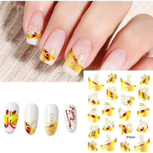 Merry Christmas Nail Art Decals Decoration Self Adhesive Nail Art Stickers Manicure Design White Snow Sticker for Nail Design