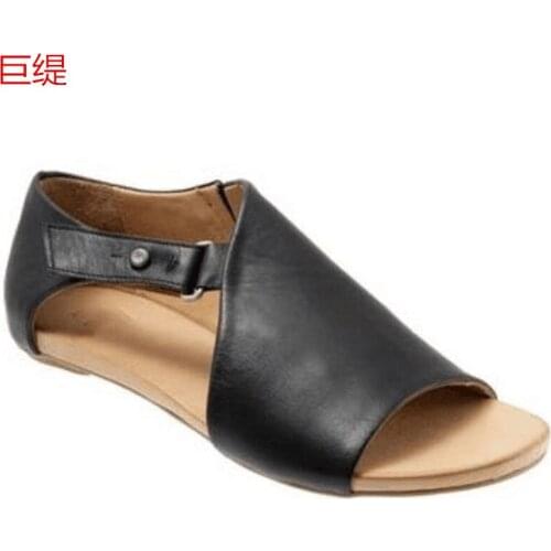 Summer woman sandals PU Slip On Flat Toe Round Toe Shallow Comfy Soft Retro Wedge zapatos de mujer women shoes size 36-44