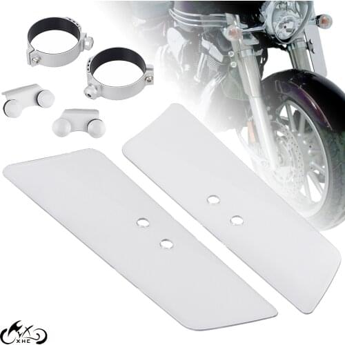 Motorcycle Silver Wind Fork Deflectors Hardware Mounting Clamps Kit For Honda Shadow Suzuki C90T VL1500 Kawasaki Yamaha V Star