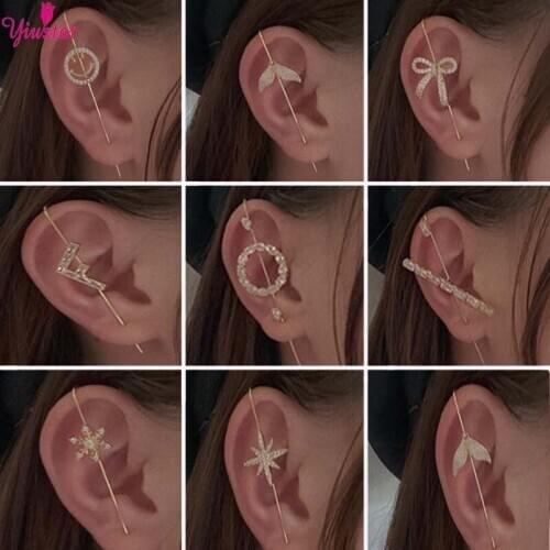 Bead Cuff Earrings Climber Earrings Gift Ladies Fashion Crystal Zirconia Earrings Geometric Cross Chain Hook Earrings Jane 2020