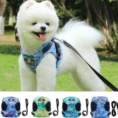 Small Medium Dog Harness Leash Set Cute Fish Print Puppy Cat Vest Harness Pug Bulldog Cat Dog Harness Vest Pet Shop