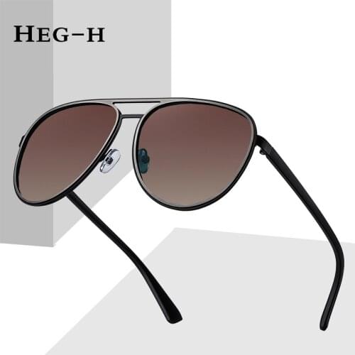 HEG Brand Pilot Polarized Sunglasses For Men Women UV Protection Lightweight Driving Fishing Sports Male Gradient Sunglasses