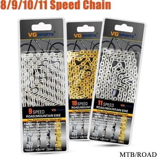 VG Sports Bike Chain 8 9 10 11 Speed MTB Mountain Road Bike chain colorful Silver Gold half full hollow 116L bicycle chain parts