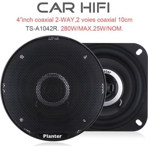 TS-A1042R 2pcs 4 Inch 280W Car HiFi Coaxial Speaker Vehicle Door Auto Audio Music Stereo Full Range Frequency Speakers for Car