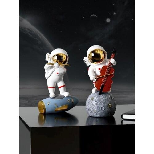 Creative Band Music Astronaut Spaceman Miniature Figurines Resin Craft Home Fairy Garden Furnishing Articles Desk Home Decor
