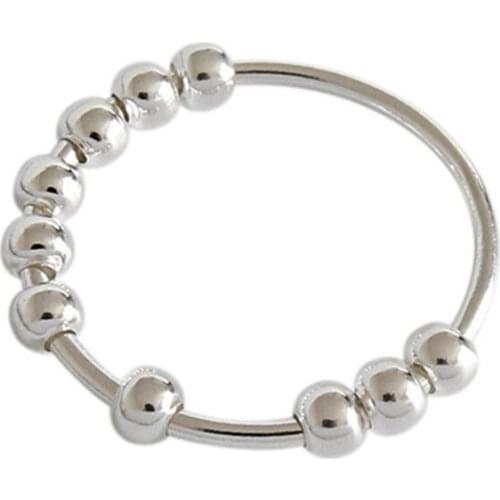 U90E Spinner Fidget Beads Rings for Anxiety Worry Peace Rings Relieving Stress Rings