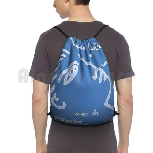 Jean Cocteau Exhibition Poster Backpack Drawstring Bag Riding Climbing Gym Bag Jean Cocteau Cocteau Exhibition Litograph