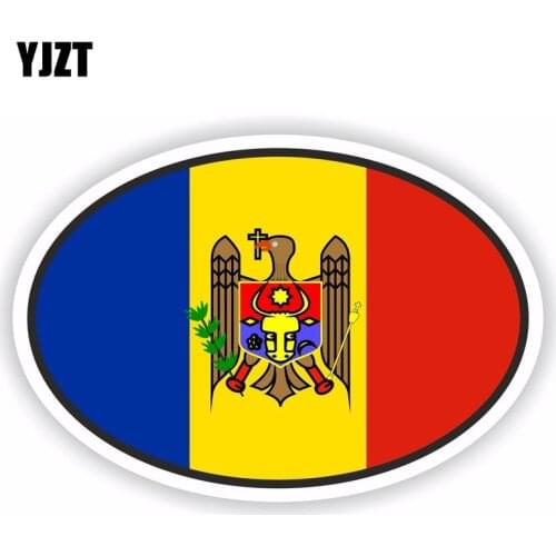 YJZT 17.3CM*11.6CM Car Accessories Moldova Flag Oval Helmet Body Car Sticker 6-1768
