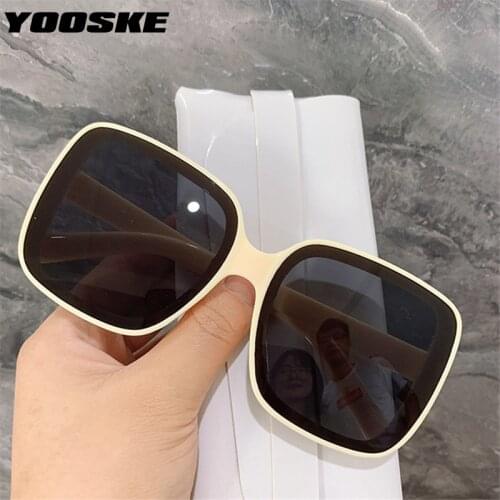YOOSKE Oversized Sunglasses Women Men Vintage Big Frame Sun Glasses Luxury Retro Milk tea Eyewear Personality Shades UV400