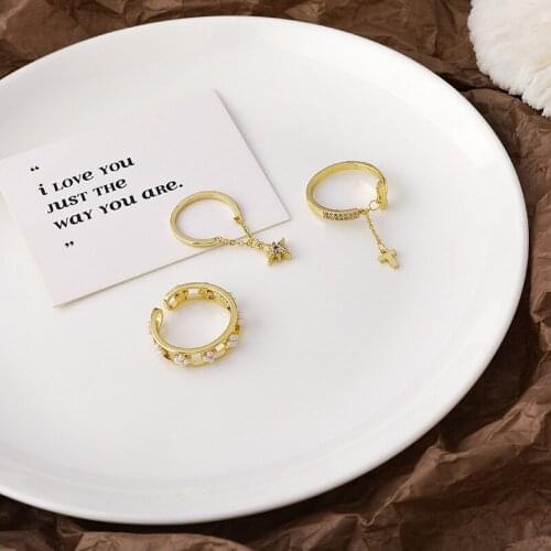 2021 Women Ring Gift With Cross Pearl Accessory Adjustable Ring For Women Simple Fashion Personality Rings High Quality Jewelry