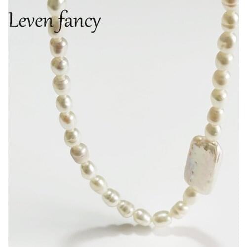 925 Sterling Silver Closure Women Natural Baroque White Freshwater Cultured Pearl Necklace for Women Beaded Chain Choker