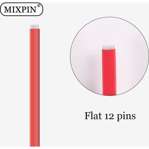 100 Pcs 12 Pins Matte Needles For Permanent makeup Eyebrow tattoo needle tips thin Manual Beauty Makeup microblading needle