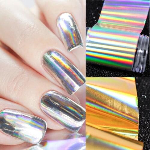 2pcs 4*100cm Laser Silver Gold Nail Transfer Foils Nail Art Foil Holographic Transfer Sticker Nail Decoration Nail Wraps