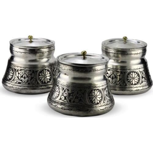 3 PCs Medium Size With Pewter Lid Tumbled Copper Spice