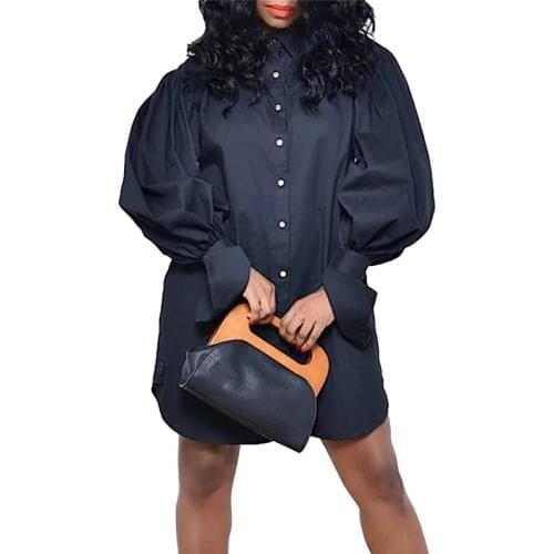 4XL 5XL Plus Size Office Lady Women Long Sleeve Turn-down Collar Shirt Dress Sexy Mini Beach Dress Elegant Sexy Party Dress New