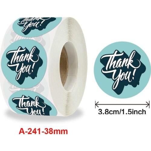 500pcs/roll 1.5inch Birthday Party Offer Stationery Sticker Blue Gold Thank You Stickers for Seal Labels Gift Packaging Stickers