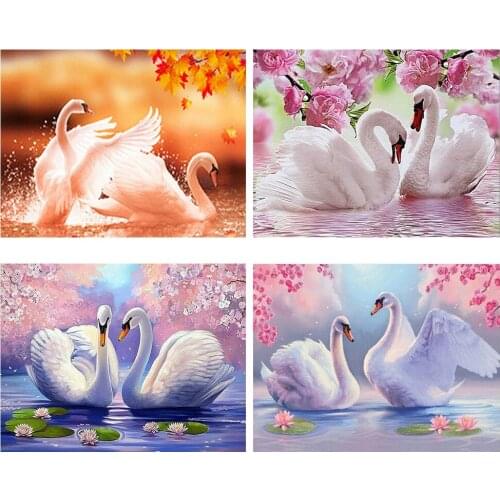 5D DIY Diamond Painting Embroidery Swan Crystal Drawing Needlework Gift Full Diamond Cross stitch Home Decor MH270