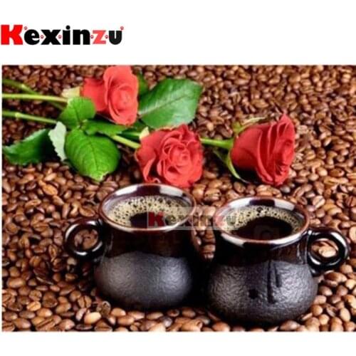 5D DIY Full Square/Round Drill Diamond Painting Kit "Rose coffee" Embroidery Mosaic Cross Stitch Stickers Decor Gift Xy5505