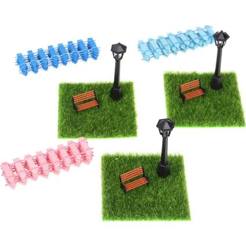 7pcs/set 1/12 Dollhouse Miniature Lawn Street Lamp Park Chair Railing Decor Toy