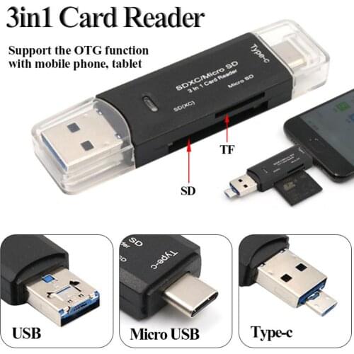 Card Reader Adapter 3in1 USB3.1 USB-C TF Type C SD For Macbook Laptop Desktop Computer