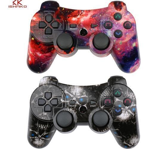 Gamepad 1/2Pcs Wireless Double Shock Gaming Controller for Sony Playstation 3Charging Cord Skull and star red wholesale price