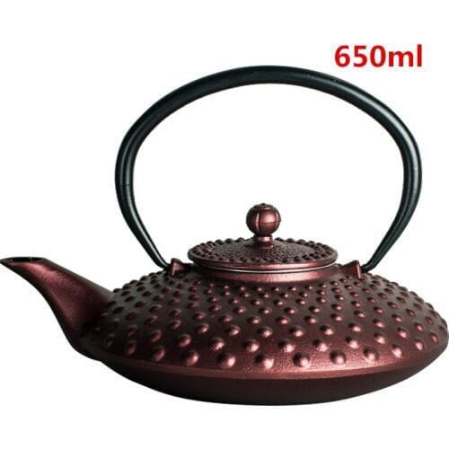 600ml~1000ml Cast Iron Tea Pot Set Japanese Teapot Tetsubin Kettle Drinkware KungFu Tools Color teapots Uncoated TeaKettle Gifts