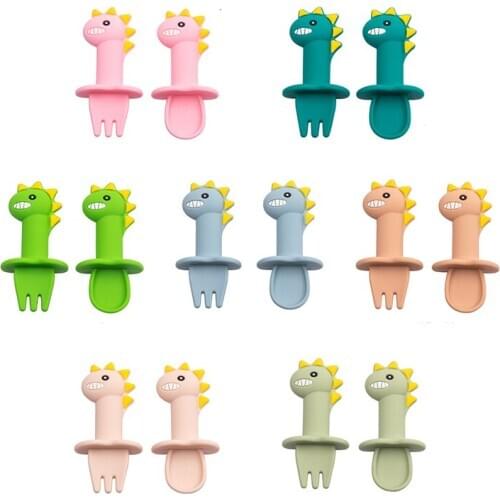 Baby Silicone Fork Silicone Baby Feeding Spoon Organic Soft Tip Spoon BPA Free Food Grade Materia Handle Toddlers