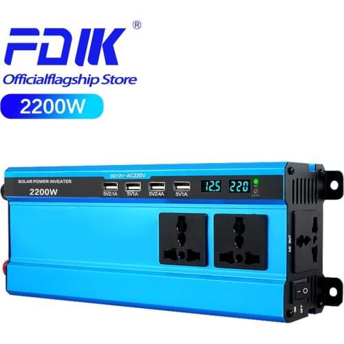 FDIK 2200W Car Inverter DC12V to AC 220V Modified Sine Wave Solar Inverter For Grinder Electric Saw Electric Drill Power Convert