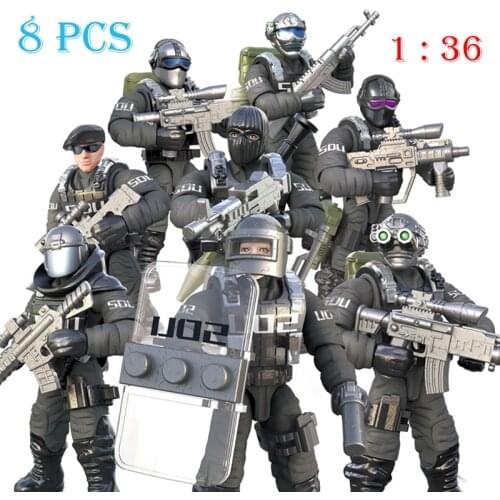 8pcs Military Series Special Forces WW2 SWAT Simulation Soldier Figures Gun Weapon Compatible City Toys Gift For Children