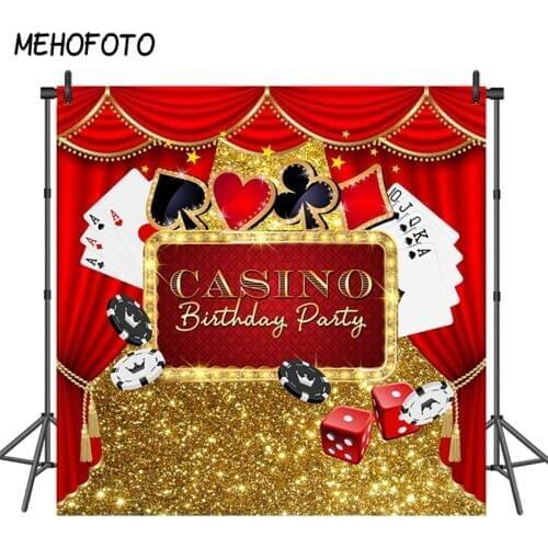 MEHOFOTO Casino Party Background Poker Las Vegas Party Birthday Backdrop Casino Night Photography Background Decorations Props