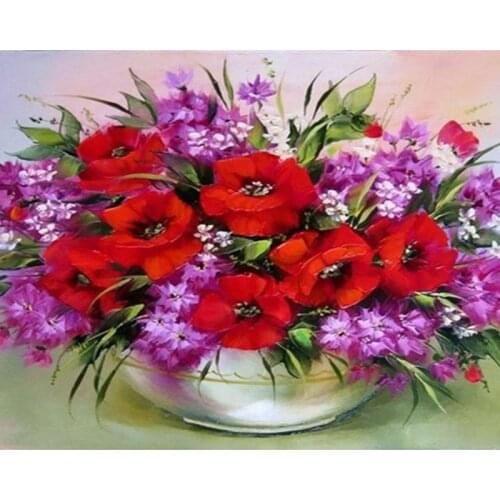 GATYZTORY Frameless adults Diy digital oil Painting By Numbers Red Flowers Wall Art Picture By Number Calligraphy Painting