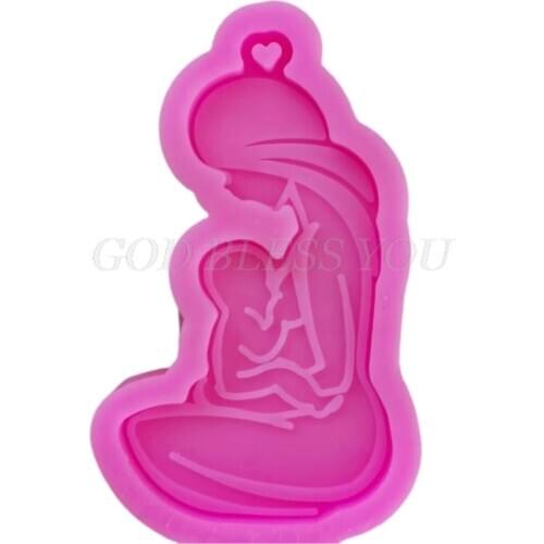 DIY Glossy Breastfeeding Mother Keychain Silicone Mould Crafts Polymer Jewelry Necklace Making Tool Epoxy Resin Mold Drop Ship