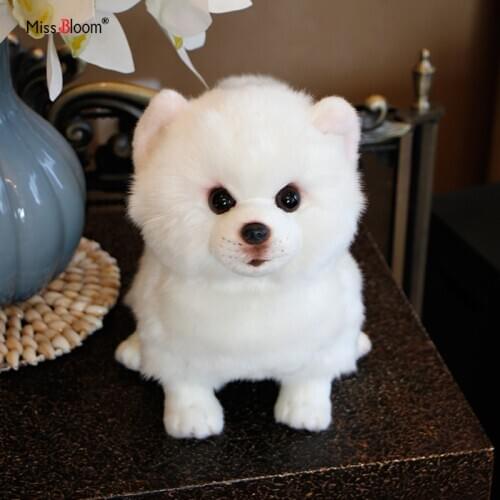 Pomeranian Simulation Lovers Luxury Home Decor Snow White Stuffed Cotton Soft Dog Doll Plush Toy Kid Gift