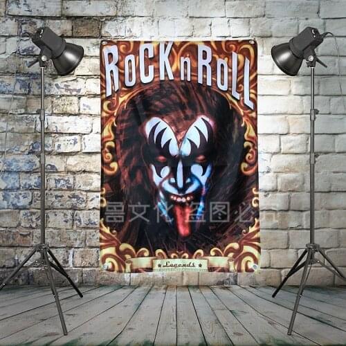 "KISS" Large Rock Band Flag Cloth Banners Wall paintings Retro Poster Mural Music Party Background Decor