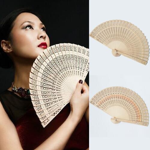 Chinese Japanese Folding Fan Original Wooden Hand Flower Bamboo Pocket Fan Wood Fan for Home Decor Festival Party Supplies
