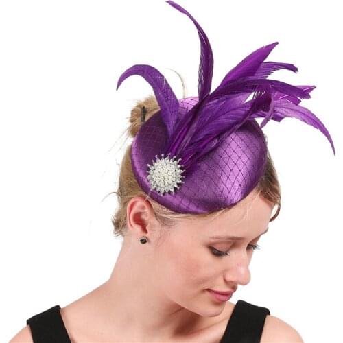 Classic Chic Feather Fascinating Hair Clip Hat Headband Mesh Feather Bridal Wedding Veil Wedding Party New Fedora Chapeau Ladies