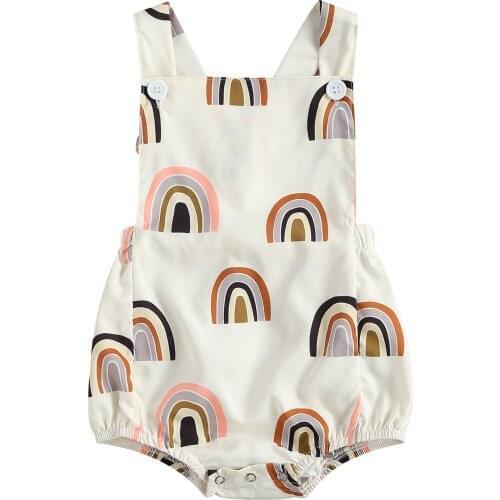 0-24M Boys Casual Romper Newborns Sleeveless Square Neck Trees Leaf Print Jumpsuit for Baby