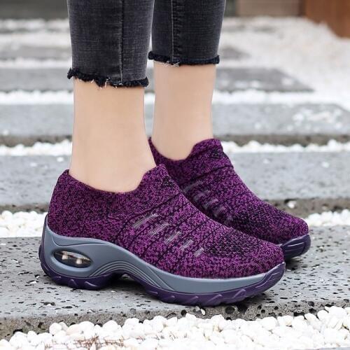 Spring/Autumn Women Sneakers Sock Shoes Flat Slip-On Platform Sport Shoes For Woman Breathable Mesh Walking Shoes Tenis Feminino